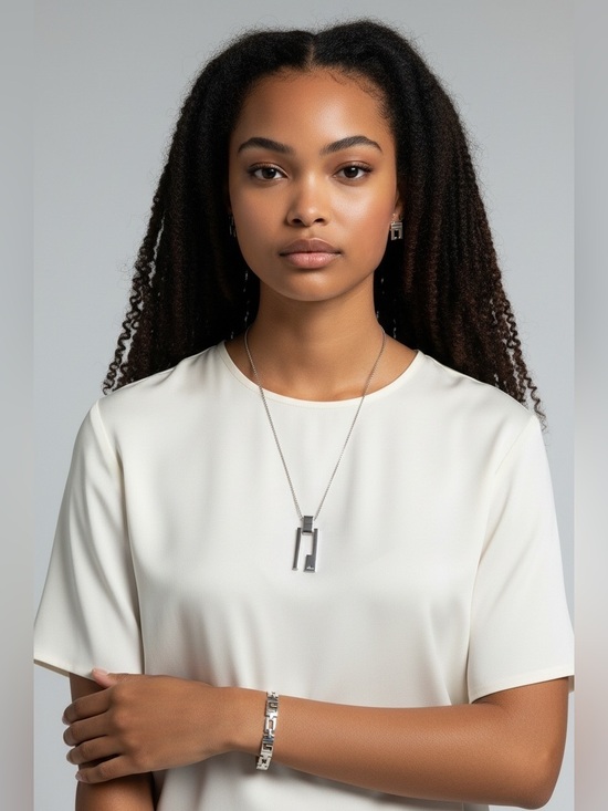 Gucci Other - 🥳Gucci Silver Double-Bar Pendant Necklace Set
